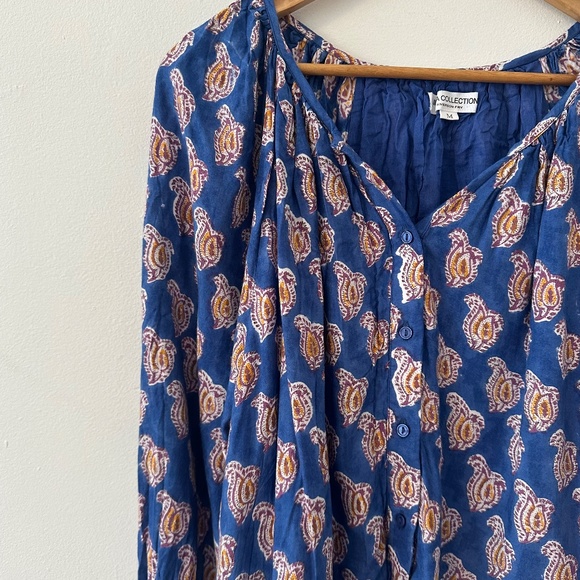 Emerson Fry Frances Blouse in Blue Paisley Flowers | Size Medium - Picture 6 of 13